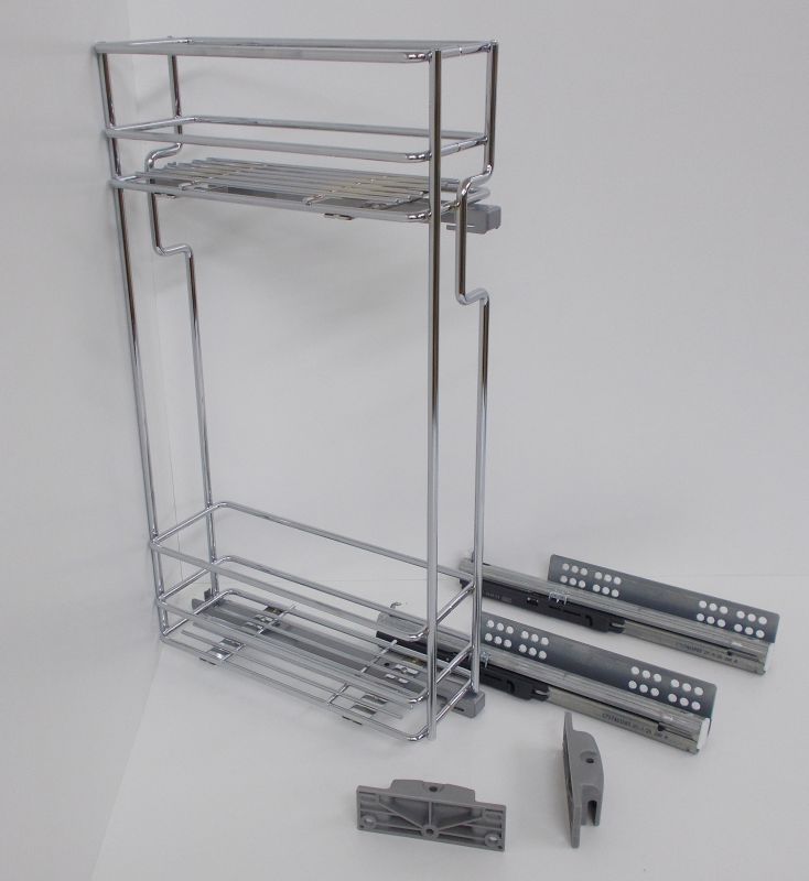 Výsuvný dvojkoš,VIBO,plnovýsuv quadro s tl., 150mm,pravý, pro hor.skříňku