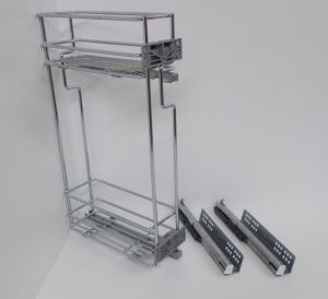 Výsuvný dvojkoš,VIBO,plnovýsuv quadro s tl., 150mm,pravý, pro hor.skříňku